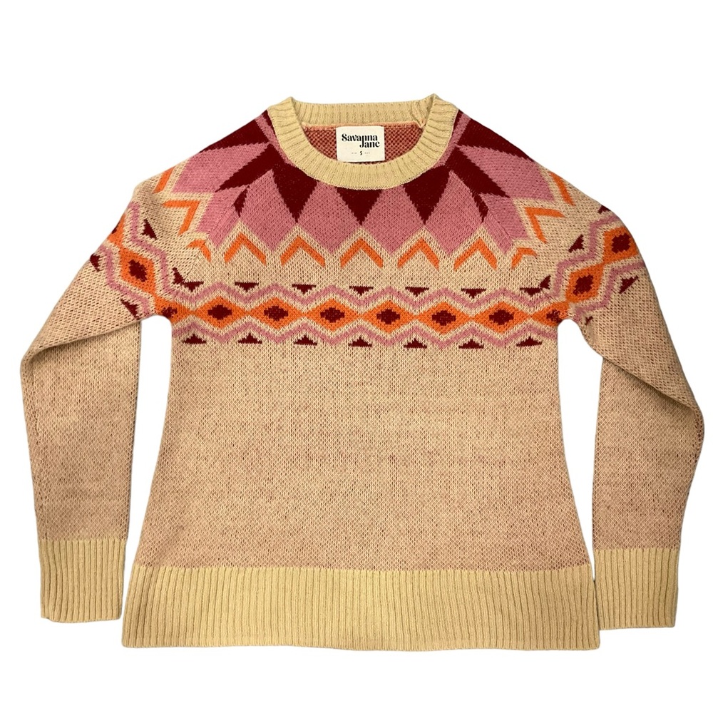 Savanna Jane Woman’s Knit Sweater Geometric Fair Isle Pullover Boho Nord… - Picture 15 of 15